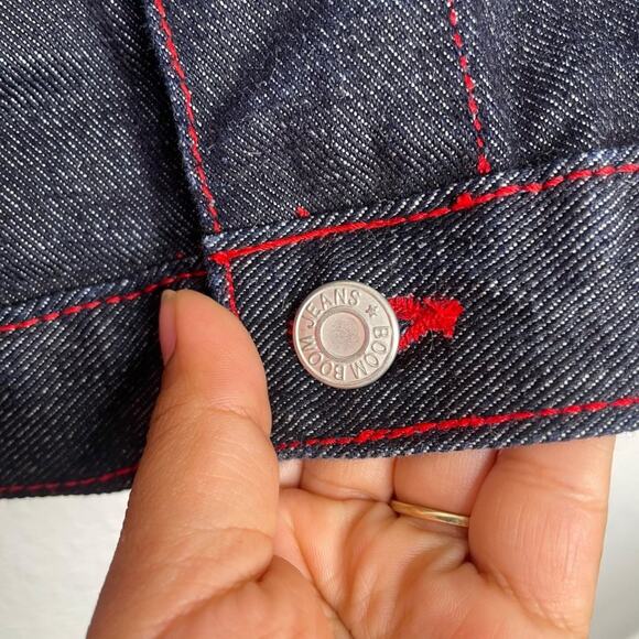 Boom Boom Vintage Jacket Womens Size Medium Denim Blue Dark Wash Button Jean - Picture 10 of 16